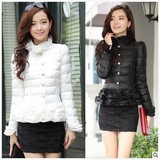 2016冬季新款 韩版女装淑女修身短款长袖羽绒棉袄小外套白色黑色