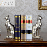 雅尊新古典风格家居装饰品埃及猫书档客厅办公室桌面摆件书靠书立