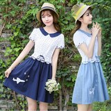 少女连衣裙短袖韩版初中学生清新甜美中长款裙子夏装修身14-16岁