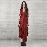 ISAEI原创设计师品牌女装红色连衣裙复古个性休闲气质长裙夏新款