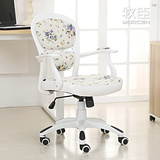 电脑椅家用欧式白色布艺椅学生椅职员椅书桌椅子升降转椅弓形小椅