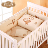 圣贝奇婴儿床上用品套件纯棉婴儿床围四件套猴子宝宝床围彩棉床品