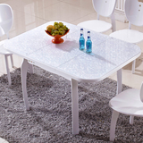 实木伸缩餐桌正方形钢化玻璃餐桌冰花桌子折叠小户型饭桌桌椅组合