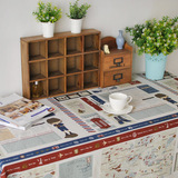 拾光|书信|英伦风卡通可爱麻棉餐桌布 茶几台布 长方形电视柜盖布