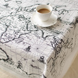 橘家。北欧风格世界地图文艺小资家用餐桌布 棉麻蕾丝长方形台布