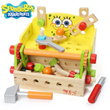 海绵宝宝木制工具台螺母组合拼装儿童益智力玩具男孩拆装玩具3-6