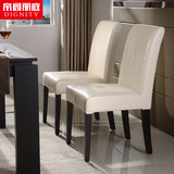 帝阁丽庭 简约时尚米白黑色皮质 现代餐桌椅子 靠背椅餐椅 227C
