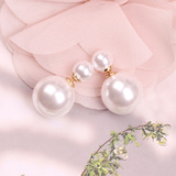 高品质韩国大小珍珠双面耳钉女优雅气质耳饰前后两用耳环日韩配饰
