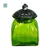 嘉邦 9色可选 方形迷你喷色玻璃储藏罐 糖果罐 玻璃工艺饰品