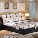 时尚皮配布床 布床布艺床 可拆洗小户型1.8米双人床 气动储物布床
