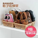 日本进口SANADA鞋柜 立式收纳架 鞋子整理架 塑料鞋架3倍收纳整理