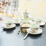DFC陶瓷花草茶具套装 加热水果茶花茶壶套装红茶杯田园花茶茶具