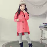 2015秋冬韩国童装女童加厚加绒连衣裙中大童纯棉亲子卫衣休闲裙子