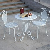 美式铁艺户外桌椅三件套复古庭院休闲桌椅圆桌阳台组合咖啡桌茶几