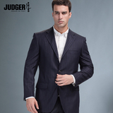 JUDGER/庄吉男士休闲西装外套 中年商务深蓝色羊毛西服上衣 大码