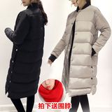 韩国2015冬装新款韩版宽松大码显瘦中长款羽绒棉衣外套加厚棉服女