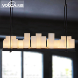 沃嘉 北欧美式艺术餐厅灯复古工业吊灯长方形圆形铁艺烛台吊灯