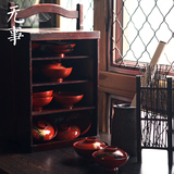 无事 日本大正时代老漆器木器 木碗盒 古董收藏套组工艺品旧货