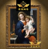 高清天主教圣像画仿真圣母抱耶稣天使定制欧式玄关装饰挂壁油画
