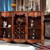 现货欧式古典全实木餐边柜 美式手工雕刻收纳柜 四门木质储物柜