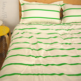 极简主义清新运动风白绿格子纯棉斜纹单件床单被套枕套单双人定制