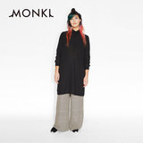 MONKI2016年春夏新品女装 雪纺素色条纹休闲长款衬衫裙0356447