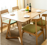 美诺实木餐桌原木色特色餐桌小户型餐桌椅异形餐桌椅
