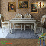 包邮欧式餐桌实木 奢华银箔欧式餐桌椅组合1.4/1.6/2米长饭桌子