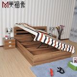 美福豪1.5米1.8米板式床储物高箱床气动双人床简约婚床侧开床W-08