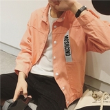 2016春夏新款韩版潮流修身男式潮品蝙蝠袖夹克外套橘色男装小清新