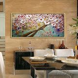 油画招财树发财树横版纯手工绘客厅现代抽象立体欧式厚装饰挂壁画