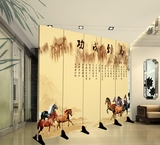 中式古典字画屏风隔断时尚客厅玄关门酒店办公卧室书房可移动折叠
