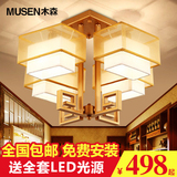 新中式吸顶灯正方形led中式灯具客厅灯北欧美式铁艺卧室餐厅灯饰