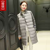 韩国学院风宽松显瘦拼接长袖棉衣女中长款学生冬装加厚棉服外套女