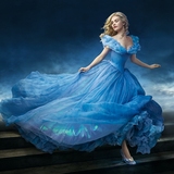 电影新款皇室贵族欧美公主风灰姑娘同款婚纱公主一字肩蓬蓬蓝色裙