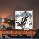 手绘油画中式风格客厅装饰画玄关风景画有框画 江南水乡