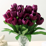 高品质11头郁金香紫色结婚摆件礼品摆设家居装饰品仿真花假花干花