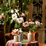 欧式家居仿真花套装摆件绢花假花艺客厅餐桌茶几玄关玉兰玫瑰睡莲