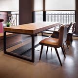 美式实木餐桌创意办公桌个性工作台原木电脑桌书桌复古茶桌椅组合