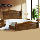 厂家直销 实木双人床 橡木雕花床 1.8米大床 卧室家具