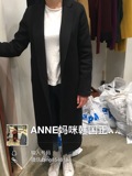 现货 韩国东大门代购 6PENCE 女长款系带手工双面羊绒大衣 外套