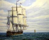 大海古帆船一帆风顺装饰画画芯地中海风格欧式复古美饰美家仿油画