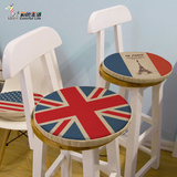 米椅子垫坐垫棉麻加厚椅子座垫藤椅垫圆形英国国旗 几何四季榻榻