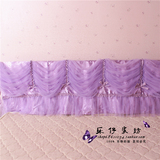韩式床品田园加棉贡缎提花紫色床头罩床头套蕾丝全棉软包防尘罩盖