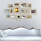 原木色15框照片墙客厅组合创意相片墙卧室实木相框墙加厚款