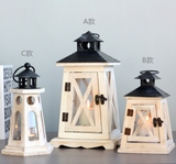 烛台蜡烛灯道具装饰出口北欧地中海 制铁艺风灯loft做旧原木 色块