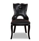 实木餐椅家用咖啡厅简约现代时尚靠背椅休闲椅创意椅子椅凳子黑色