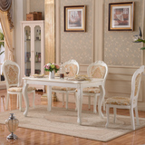 欧式餐桌椅组合一桌六椅四椅 法式大理石饭桌实木雕花餐台长方形