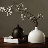 美式客厅桌面家居工艺装饰品摆件 黑白创意花器 简约手工陶瓷花瓶