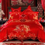 新款包邮1米8方床上用品定做圆床品床笠床罩四件套大红婚庆龙凤